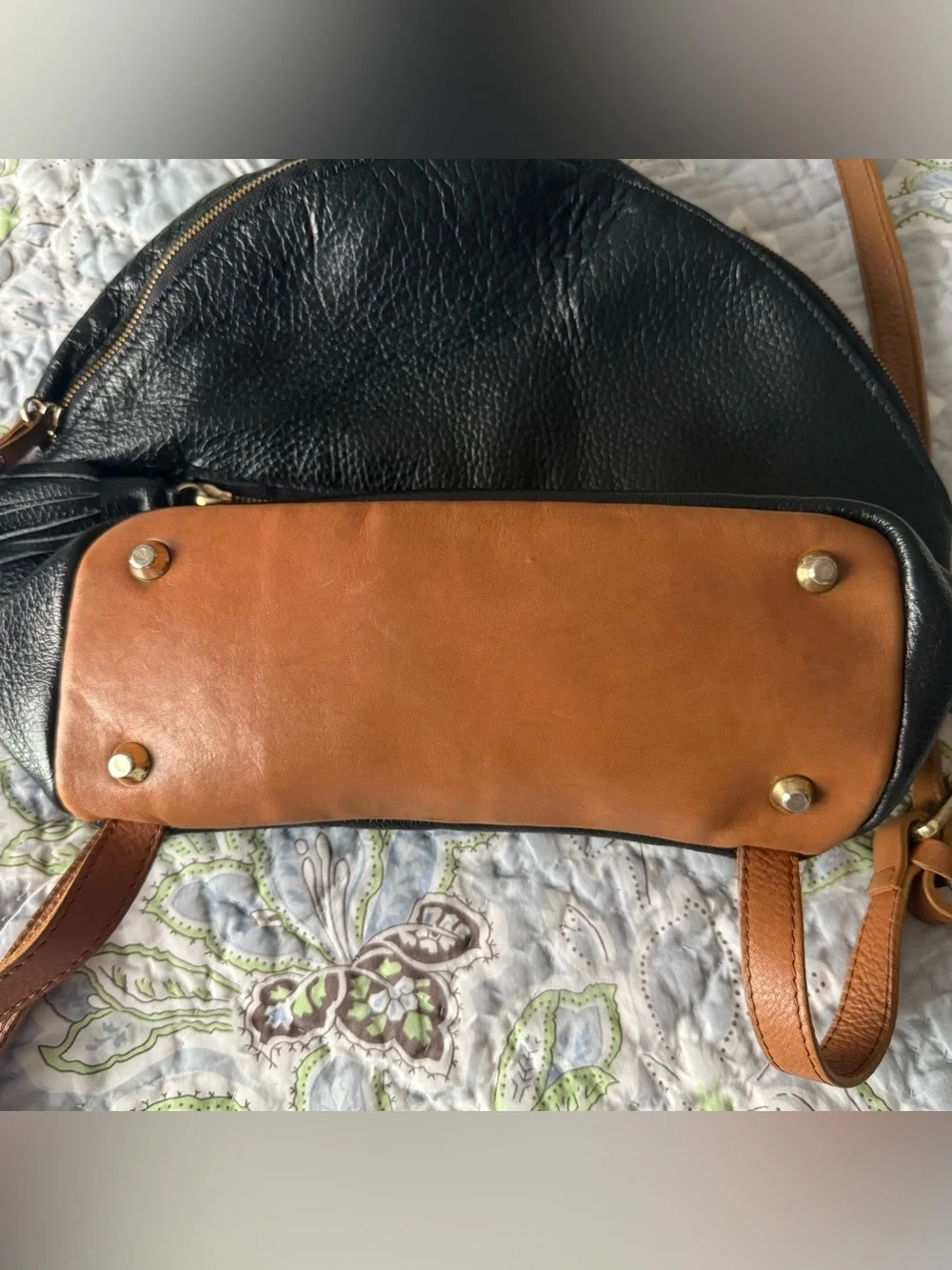 Valentina Black and Brown Genuine Leather Backpack